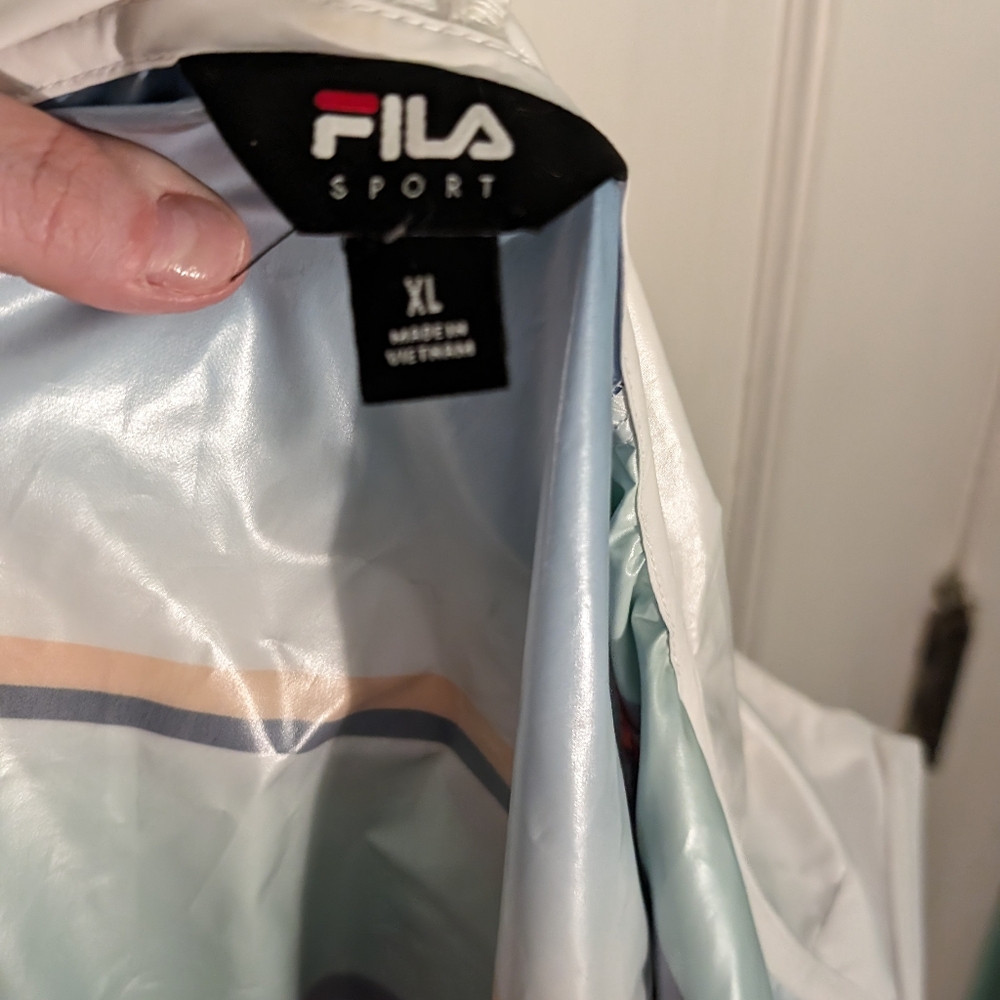 Fila Sports Windbreaker Jacket Retro 90's Y2K Style Colorful Hoodie Full Zip XL - Picture 13 of 14